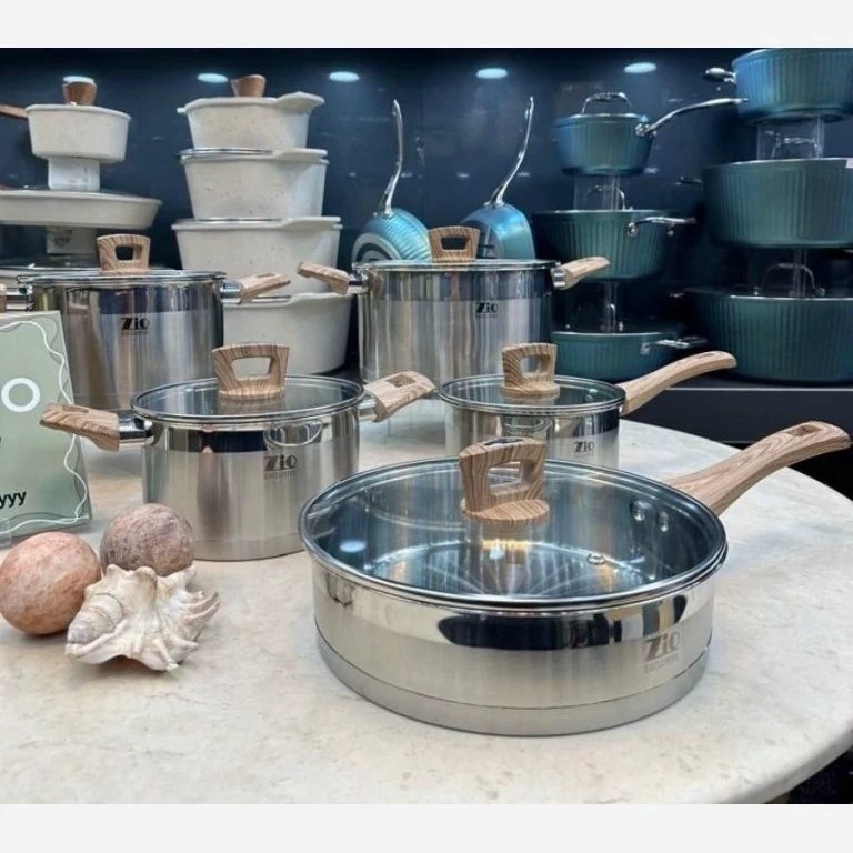 سرویس قابلمه استیل زیو مدل Z-1510 ظرفیت ۱۰ پارچه
