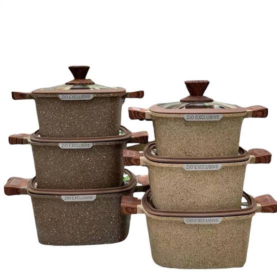 سرویس قابلمه گرانیتی زیو مدل Z8350 ظرفیت ۶ پارچه سایز 26